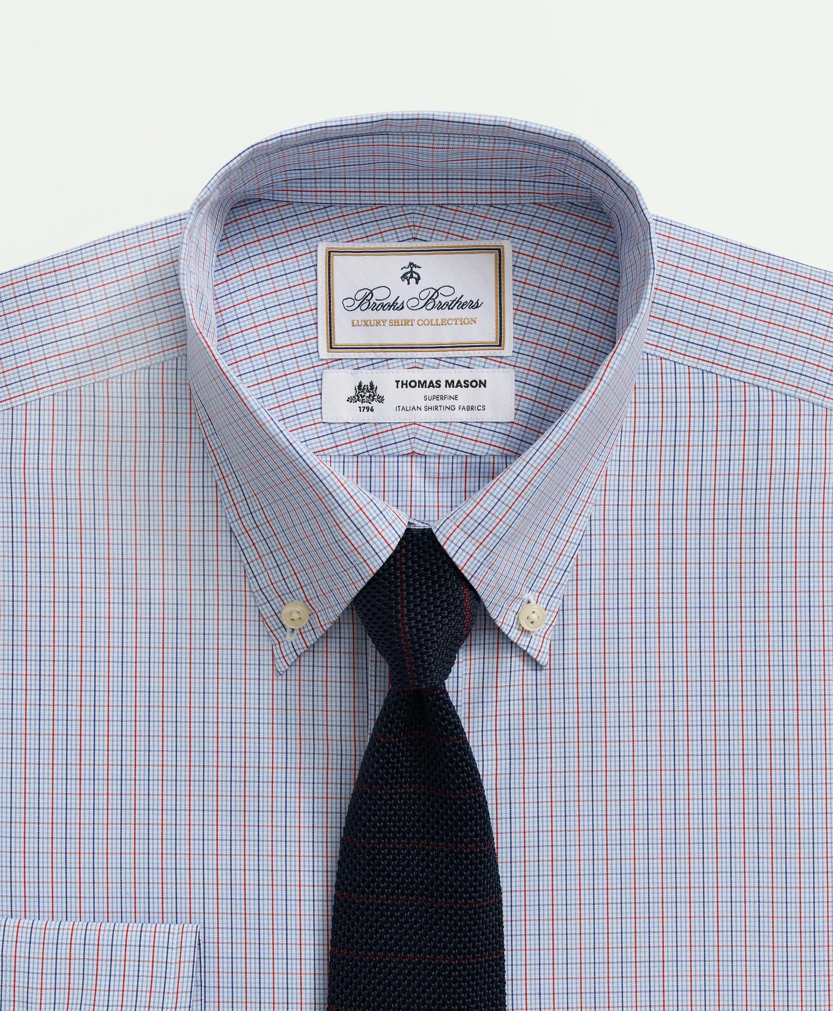 X Thomas Mason Cotton Poplin Button-Down Collar, Micro Checked Dress Shirt