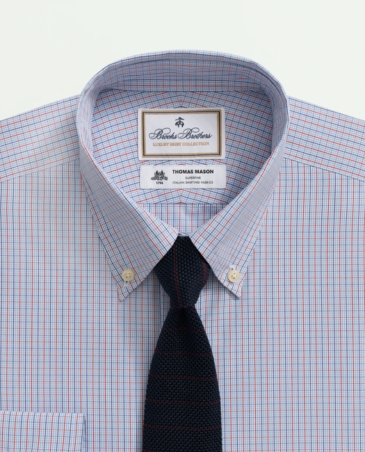 X Thomas Mason Cotton Poplin Button-Down Collar, Micro Checked Dress Shirt