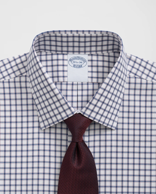 Stretch Supima Cotton Non-Iron Pinpoint Oxford Ainsley Collar, Ticking Check Dress Shirt