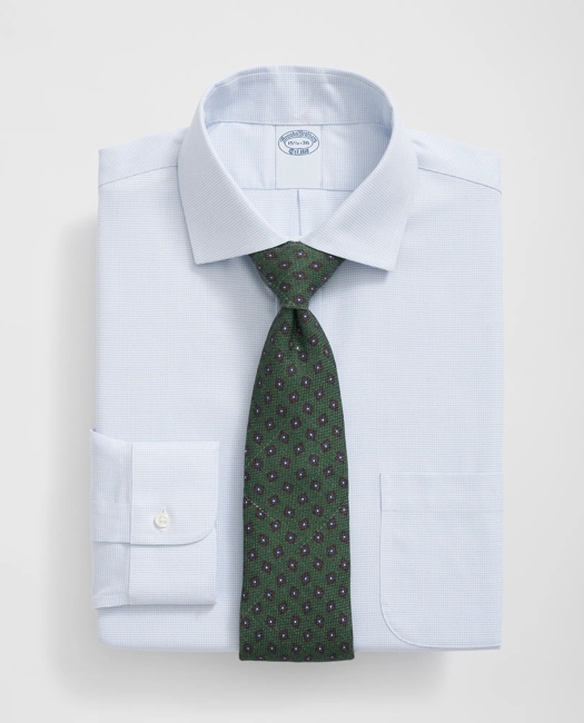 Stretch Supima Cotton Non-Iron English Spread Collar, Micro-Grid Dress Shirt