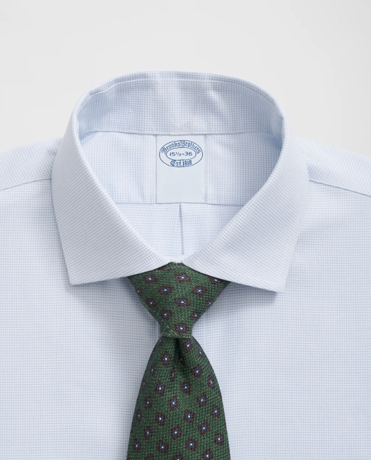 Stretch Supima Cotton Non-Iron English Spread Collar, Micro-Grid Dress Shirt