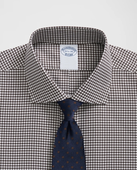 Stretch Supima Cotton Non-Iron English Spread Collar, Gingham Dress Shirt