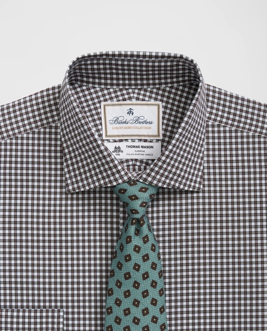 X Thomas Mason Cotton English Collar, Checked Dress Shirt