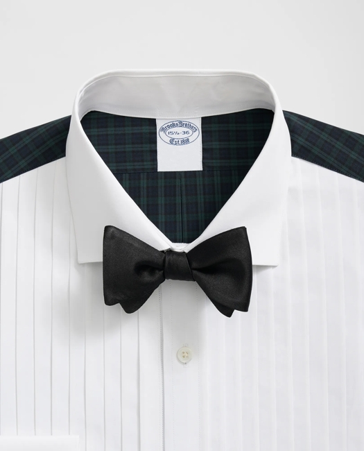 Supima Cotton Broadcloth English Collar, 10-Pleat Contrast Tuxedo Shirt