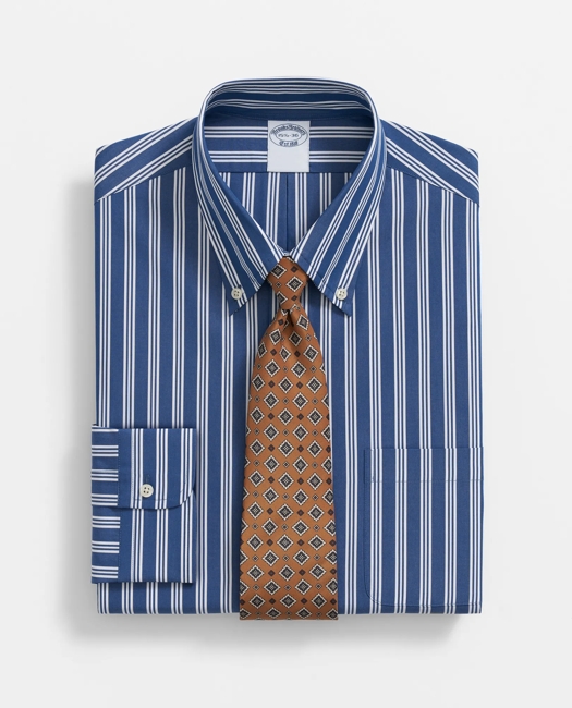 Supima Cotton Poplin Polo Button-Down Collar, Striped Dress Shirt