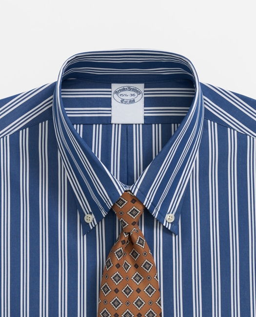 Supima Cotton Poplin Polo Button-Down Collar, Striped Dress Shirt