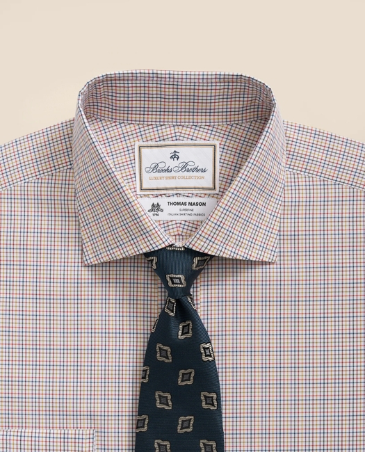 X Thomas Mason Cotton English Collar, Checked Dress Shirt