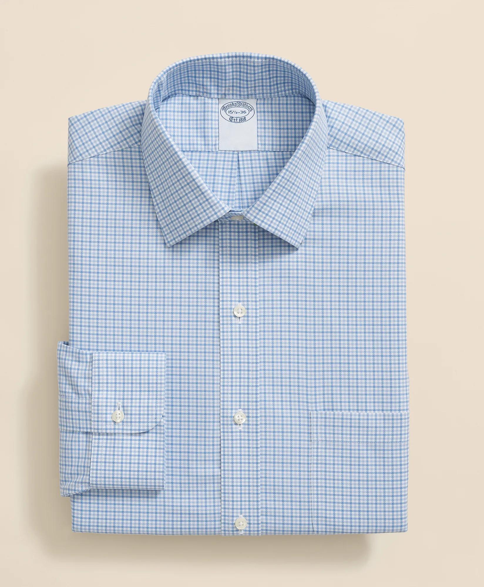 Stretch Supima Cotton Non-Iron Royal Oxford Ainsley Collar, Checked Dress Shirt