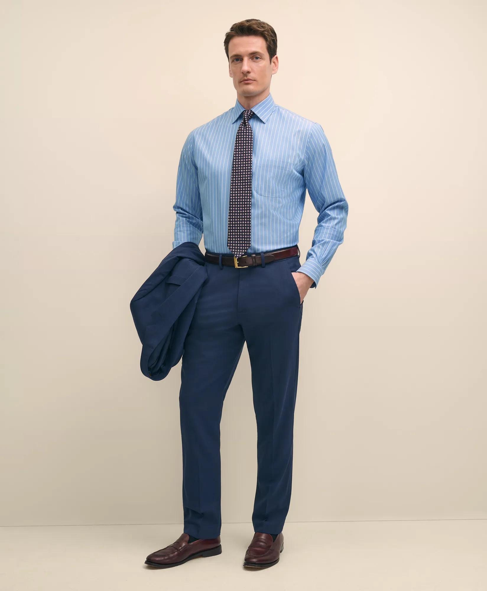 Stretch Supima Cotton Non-Iron Royal Oxford Ainsley Collar, Striped Dress Shirt