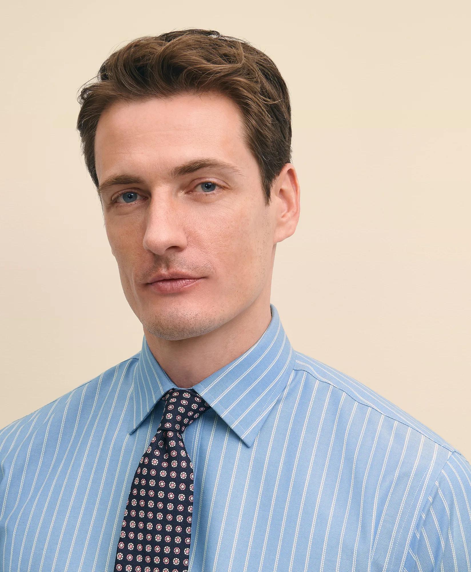 Stretch Supima Cotton Non-Iron Royal Oxford Ainsley Collar, Striped Dress Shirt