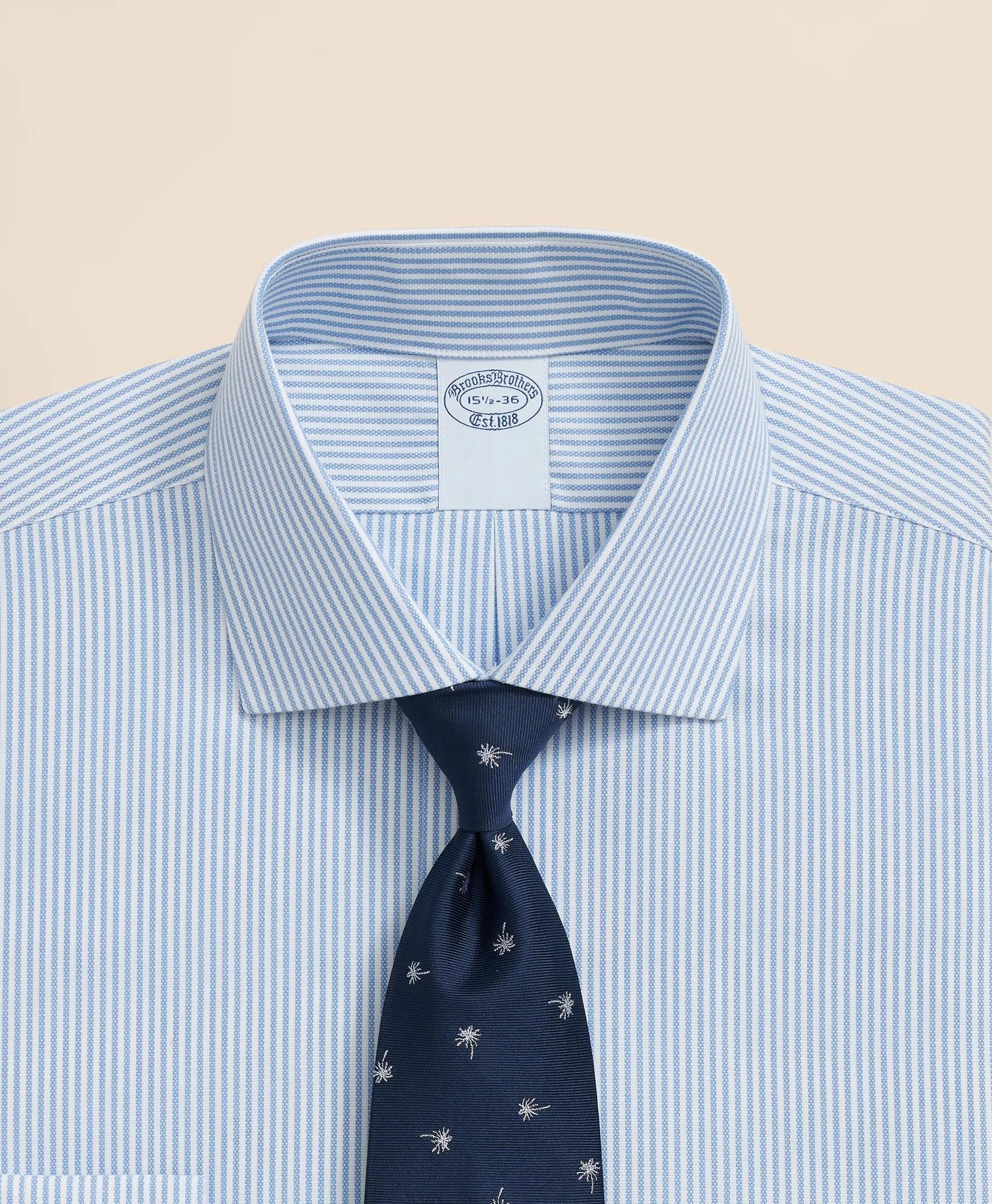Stretch Supima Cotton Non-Iron Royal Oxford English Spread Collar, Striped Dress Shirt