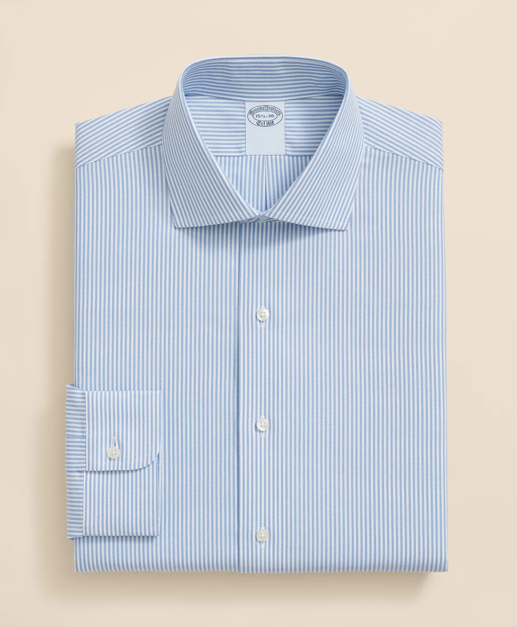 Stretch Supima Cotton Non-Iron Royal Oxford English Spread Collar, Striped Dress Shirt