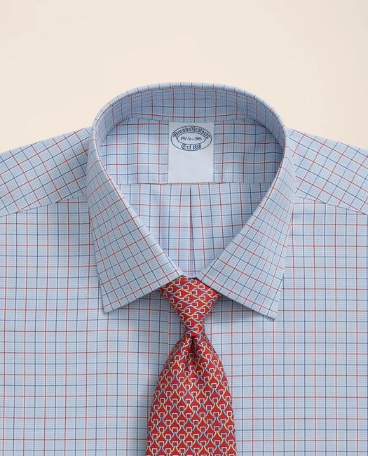 Stretch Supima Cotton Non-Iron Pinpoint Oxford Ainsley Collar, Ground Check Dress Shirt