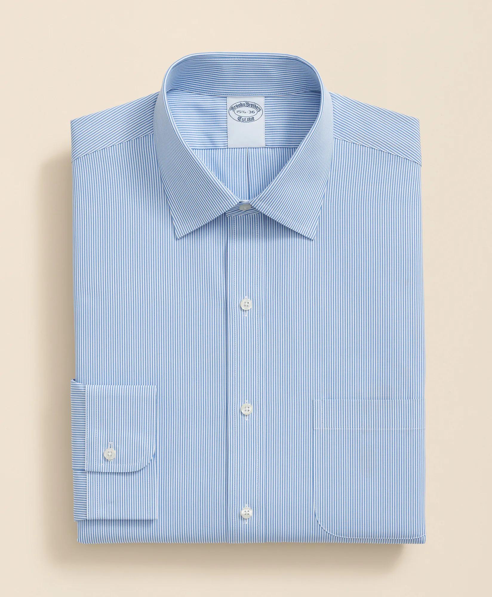 Pure Supima Cotton Regular-Finish Ainsley Collar, Mini Stripe Dress Shirt