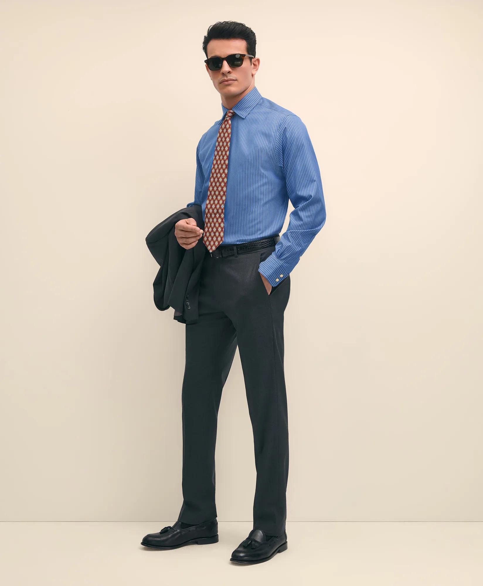 x Thomas Mason Cotton Poplin Ainsley Collar, Striped Dress Shirt