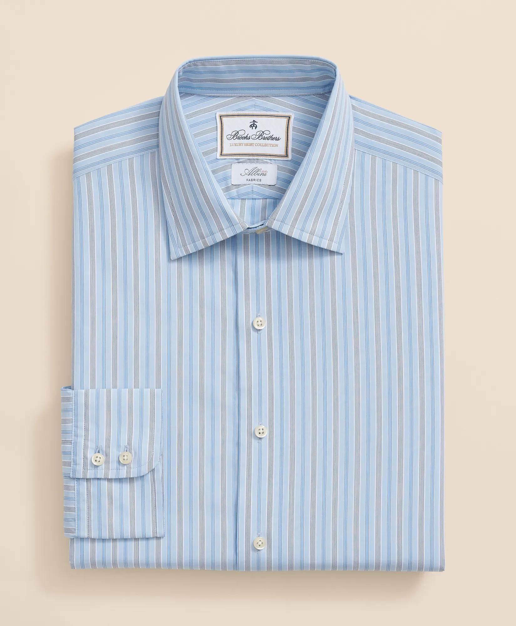 x Thomas Mason Cotton Poplin Ainsley Collar, Multi Stripe Dress Shirt