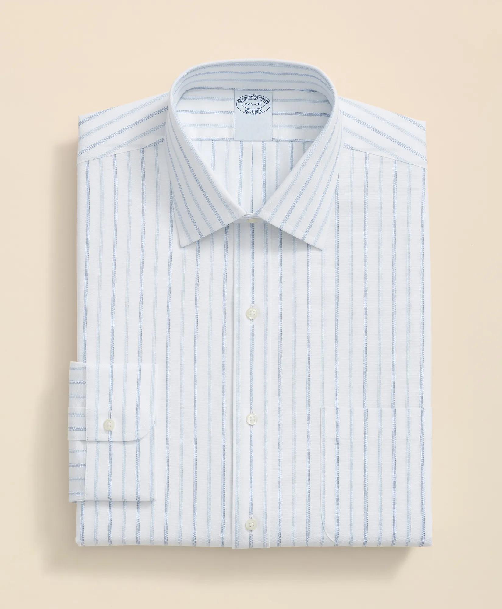 Stretch Supima Cotton Non-Iron Royal Oxford Ainsley Collar, Alternating Stripe Dress Shirt