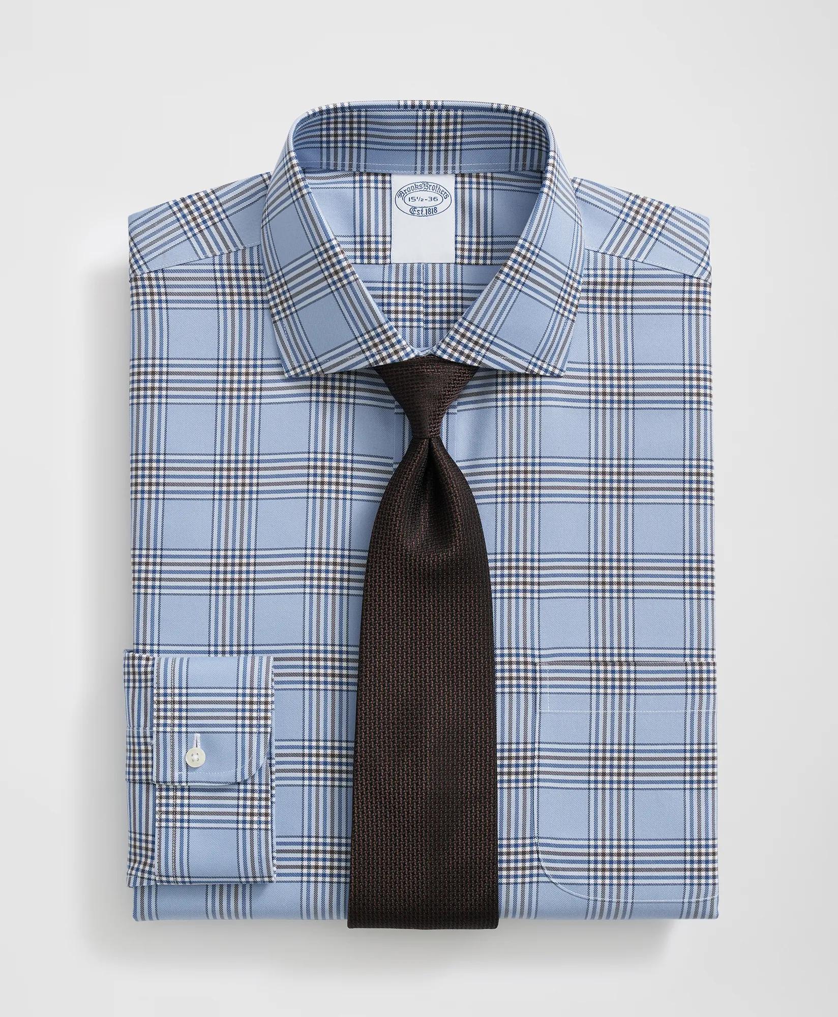 Stretch Supima Cotton Non-Iron English Spread Collar, Bold Plaid Dress Shirt