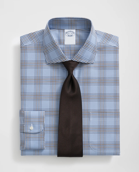 Stretch Supima Cotton Non-Iron English Spread Collar, Bold Plaid Dress Shirt