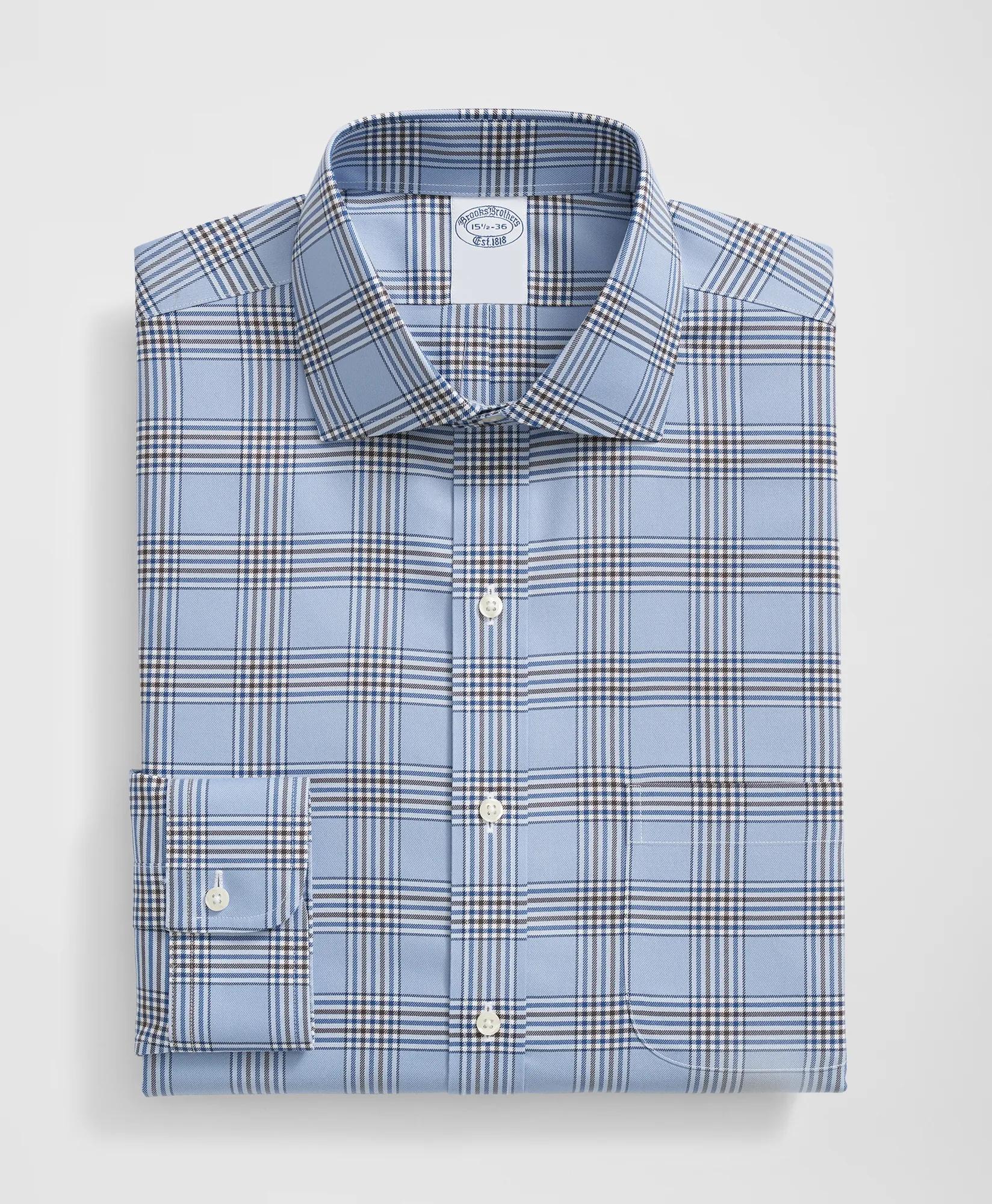 Stretch Supima Cotton Non-Iron English Spread Collar, Bold Plaid Dress Shirt