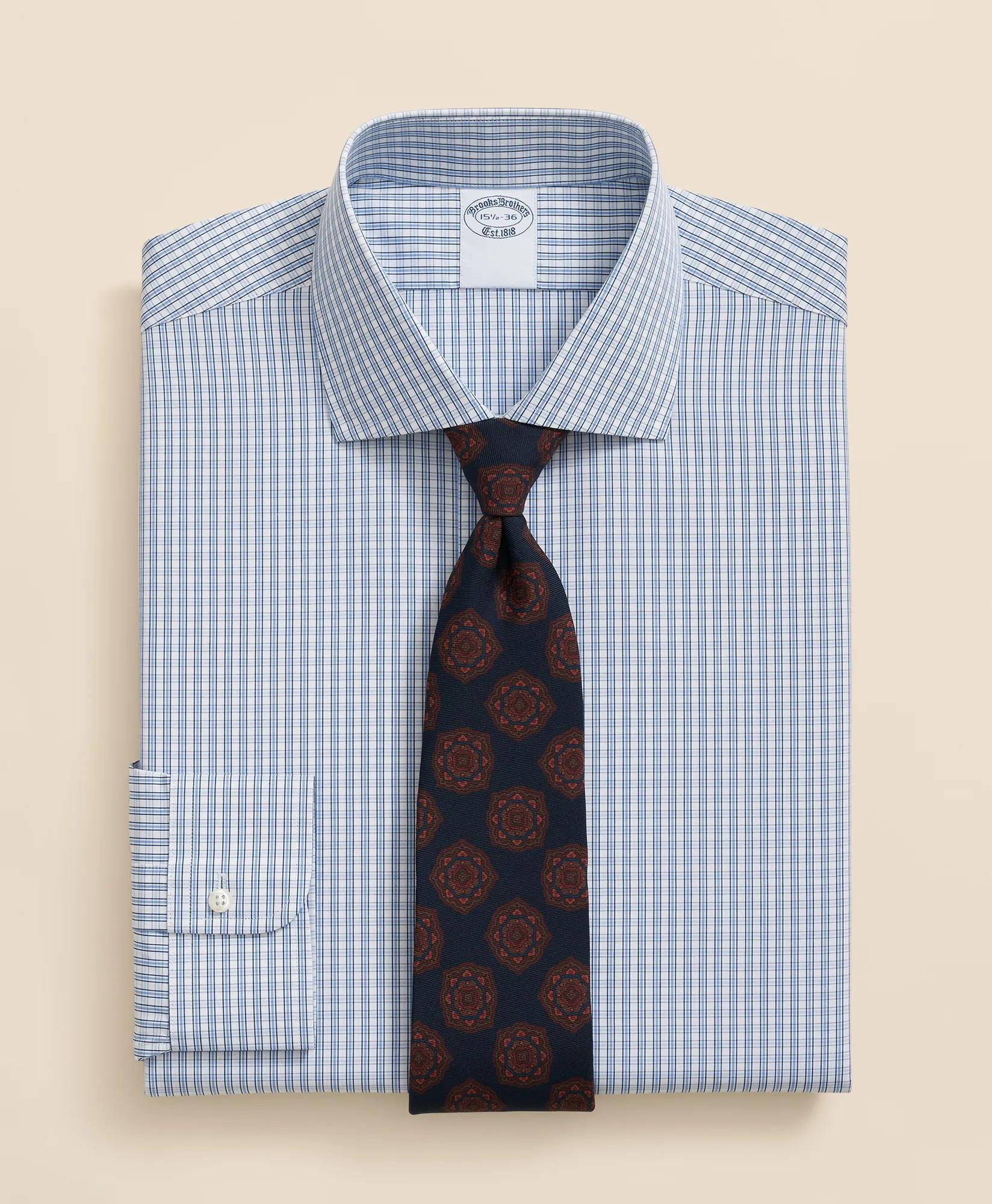 Pure Supima Cotton Regular-Finish English Spread Collar, Micro Check Dress Shirt