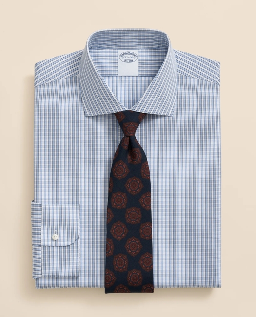 Pure Supima Cotton Regular-Finish English Spread Collar, Micro Check Dress Shirt