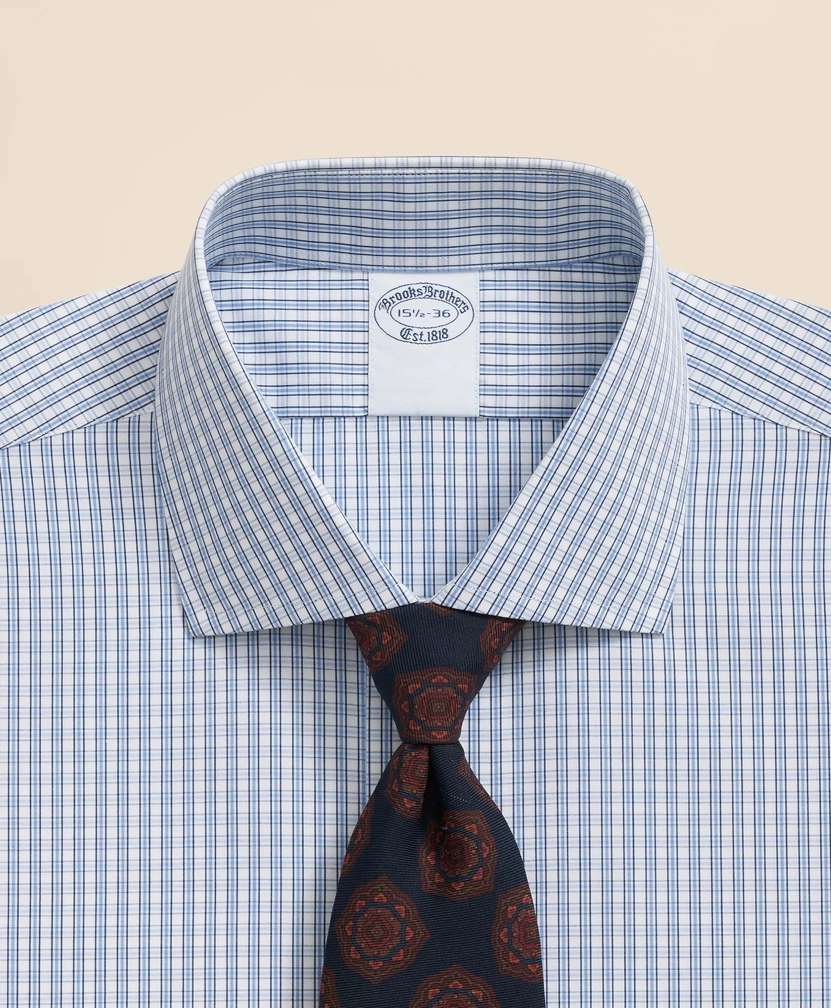 Pure Supima Cotton Regular-Finish English Spread Collar, Micro Check Dress Shirt