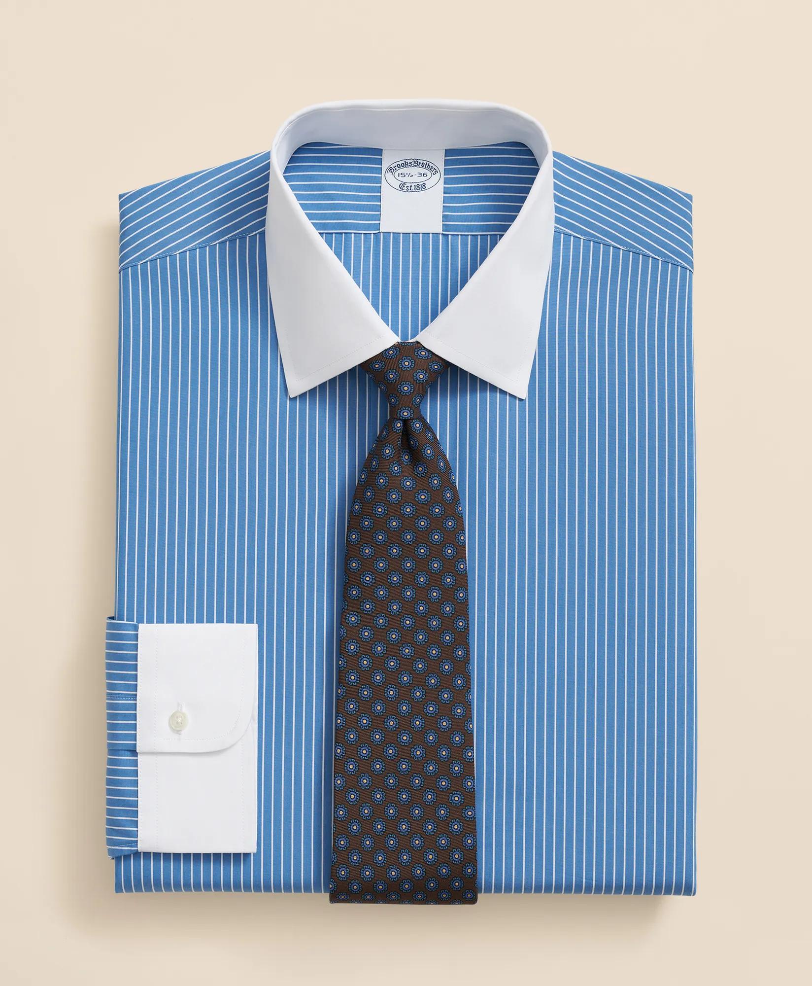 Pure Supima Cotton Regular-Finish Ainsley Collar, Ground Stripe Dress Shirt