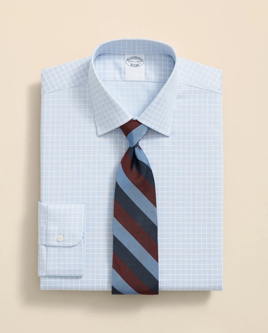 Stretch Supima Cotton Non-Iron Textured Dobby Ainsley Collar, Graph Check Dress Shirt