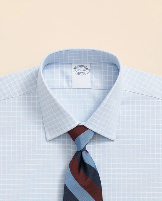 Stretch Supima Cotton Non-Iron Textured Dobby Ainsley Collar, Graph Check Dress Shirt