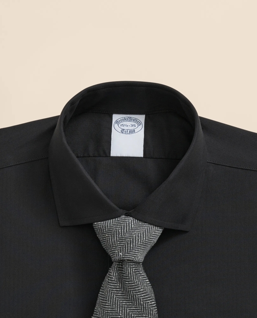 Stretch Supima Cotton Non-Iron English Spread Collar, Herringbone Dress Shirt
