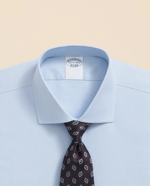 Stretch Supima Cotton Non-Iron English Spread Collar, Herringbone Dress Shirt - Hydrangea
