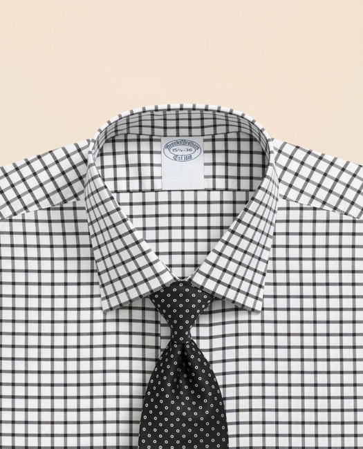 Stretch Supima Cotton Non-Iron Twill Ainsley Collar, Windowpane Dress Shirt