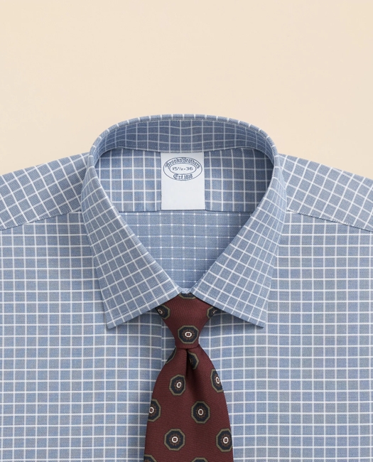 Stretch Supima Cotton Non-Iron Textured Dobby Ainsley Collar, Graph Check Dress Shirt