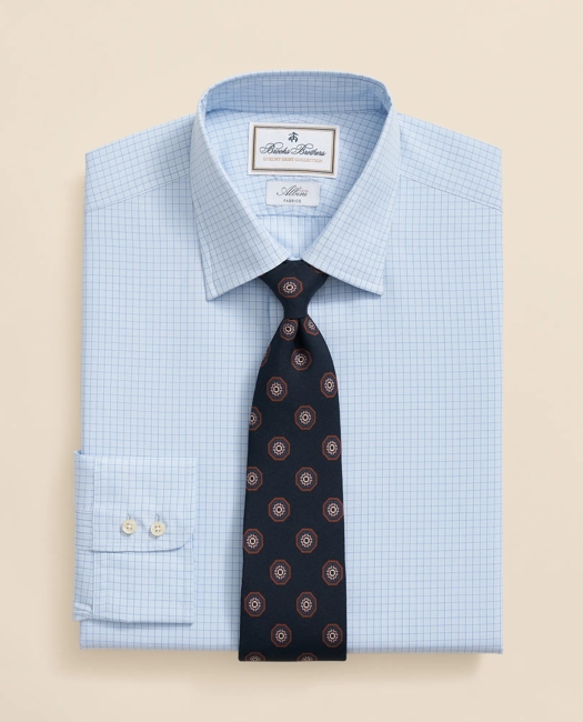 X Thomas Mason Cotton English Collar, Windowpane Dress Shirt