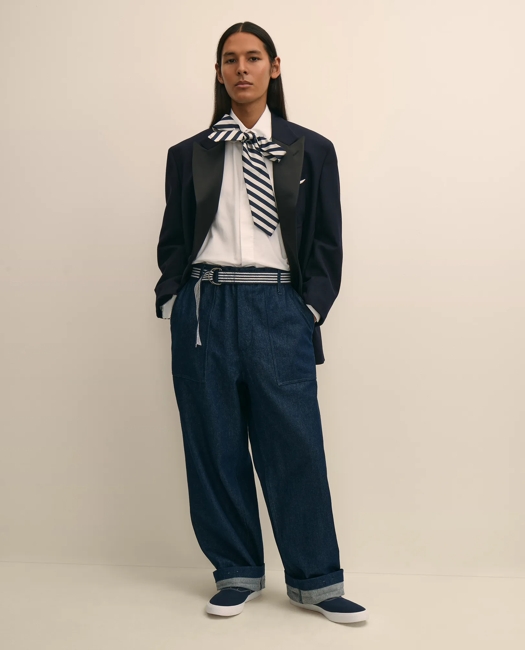 X Engineered Garments Cotton Oxford Round Pinhole Collar Oversized Dress Shirt