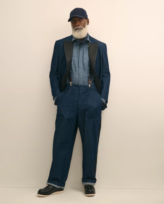 X Engineered Garments Cotton Chambray Round Pinhole Collar Oversized Dress Shirt