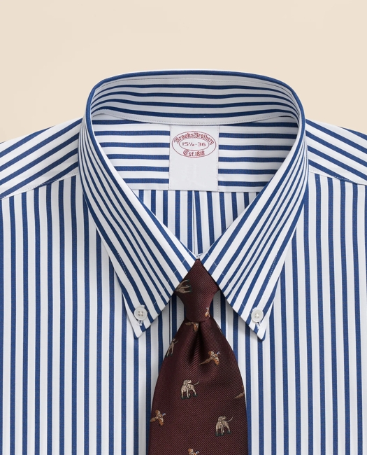 Pure Supima Cotton Regular-Finish Polo Button Down Collar, Bengal Stripe Dress Shirt