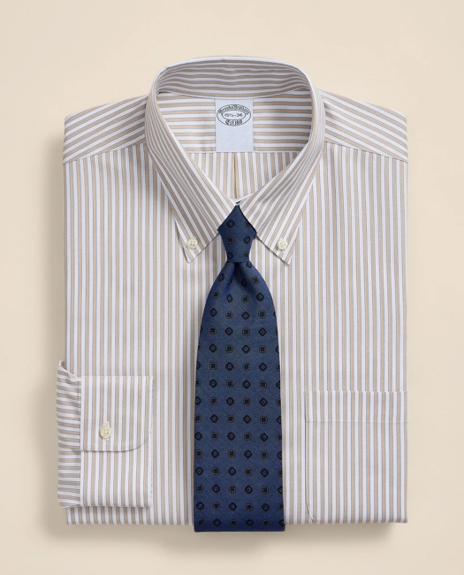 Stretch Supima Cotton Non-Iron Pinpoint Oxford Button-Down Collar, Stripe Dress Shirt