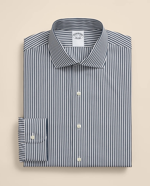 Pure Supima Cotton Regular-Finish English Spread Collar, Stripe Dress Shirt - Navy Multi