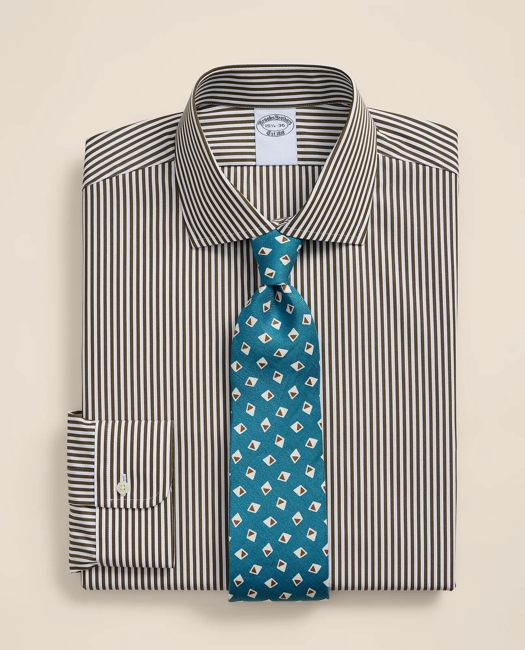 Pure Supima Cotton Regular-Finish English Spread Collar, Stripe Dress Shirt