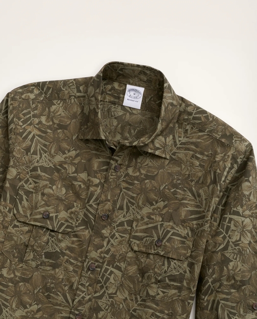 Regent Regular-Fit Sport Shirt, Floral Camouflage Print