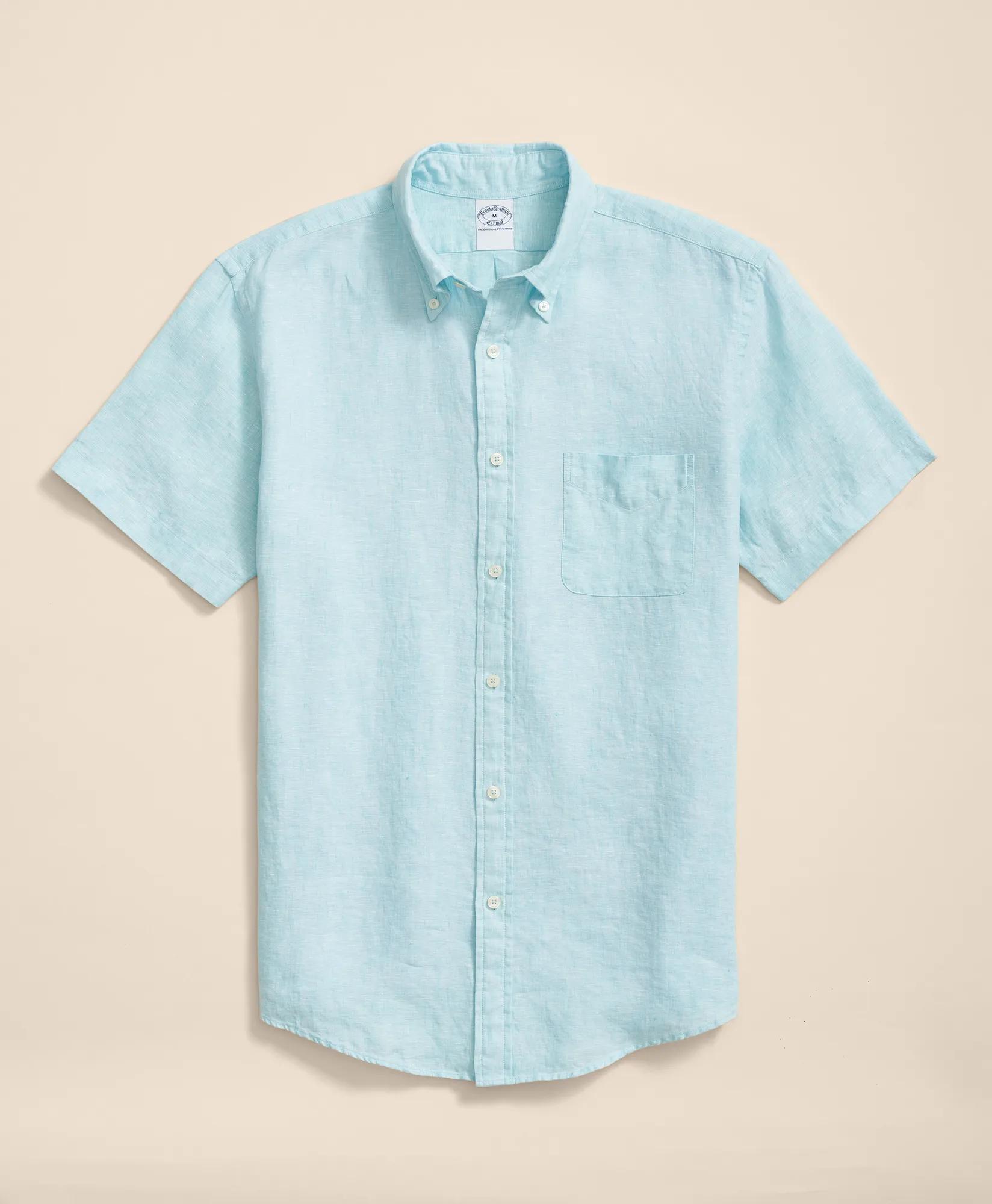 Irish Linen Short-Sleeve Sport Shirt - Bright Blue