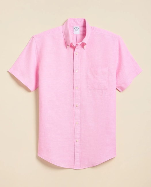 Irish Linen Short-Sleeve Sport Shirt - Bright Pink