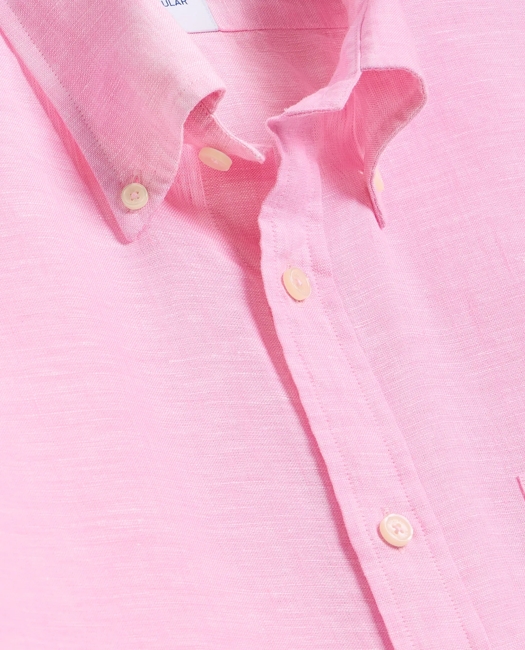 Irish Linen Short-Sleeve Sport Shirt - Bright Pink