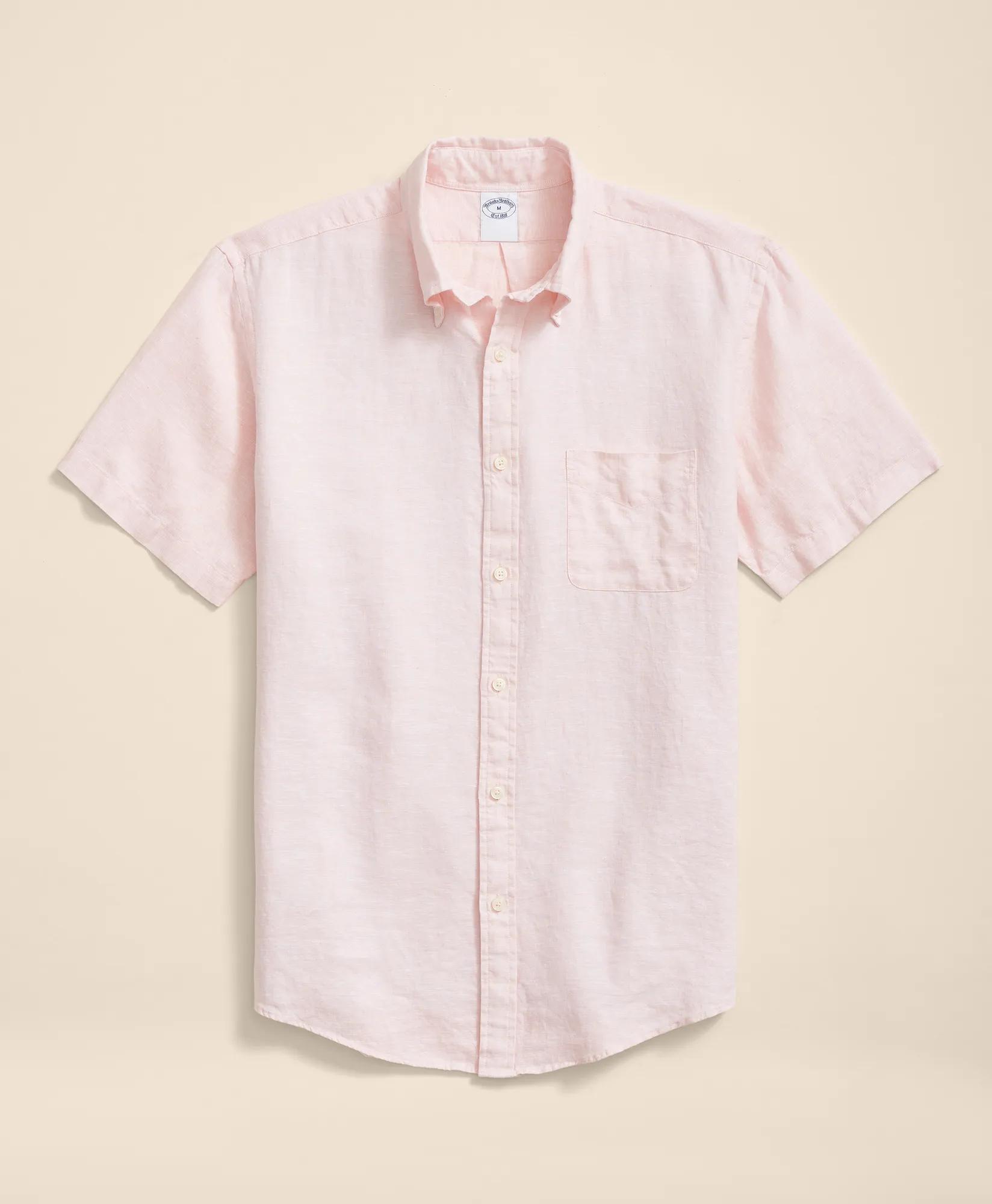 Irish Linen Short-Sleeve Sport Shirt - Light Orange