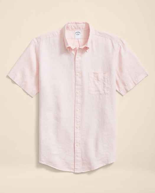 Irish Linen Short-Sleeve Sport Shirt - Light Orange