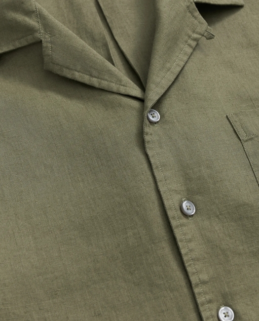 Irish Linen Camp Collar Short-Sleeve Sport Shirt