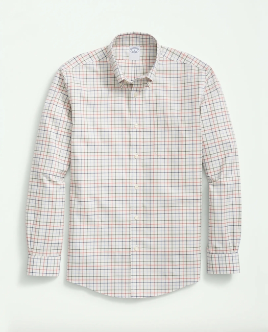 Stretch Supima Cotton Non-Iron Twill Polo Button Down Collar, Tattersall Shirt