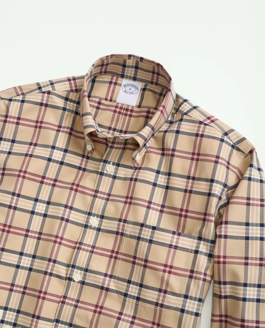 Stretch Supima Cotton Non-Iron Twill Polo Button Down Collar, Tartan Shirt